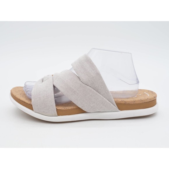 Clarks Sandals Womens 11 Gray Fabric Slides Open To Eliza Skip Platform Open Toe - Picture 2 of 12